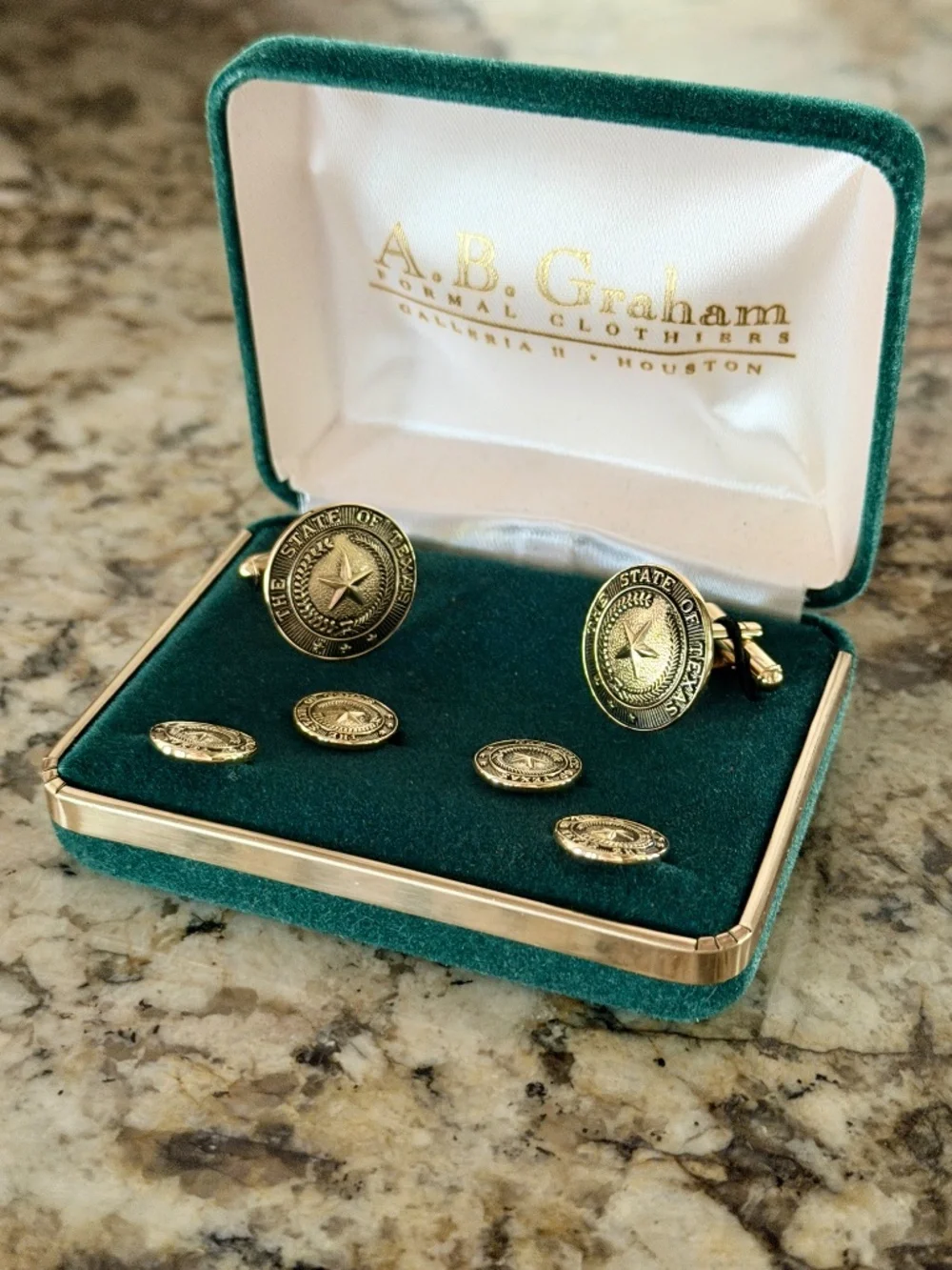 A.B. GRAHAM | Vintage State of Texas Seal Studs and Cufflinks Set